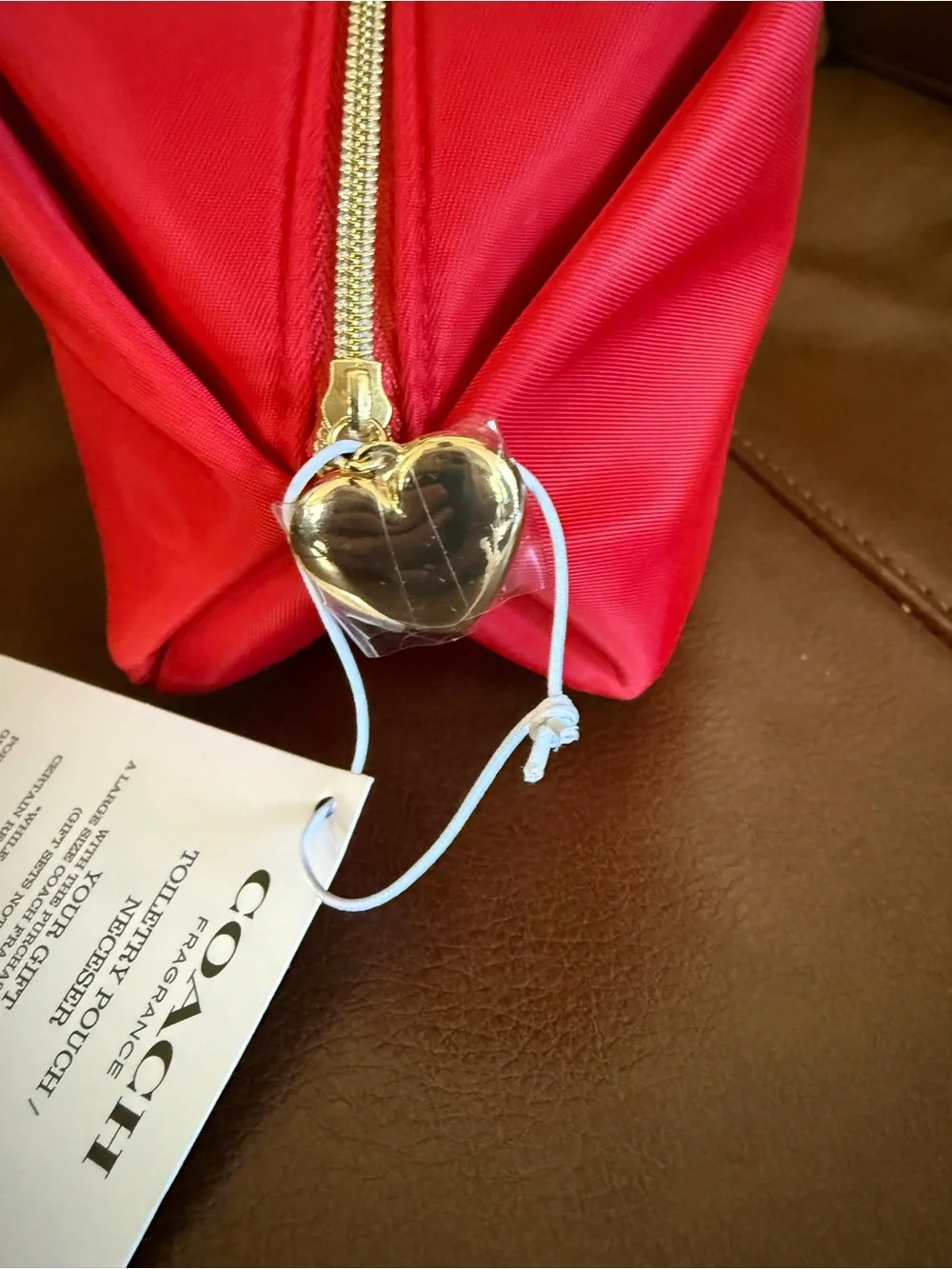 Coach Red Fragrance Travel Pouch with Gold Logo